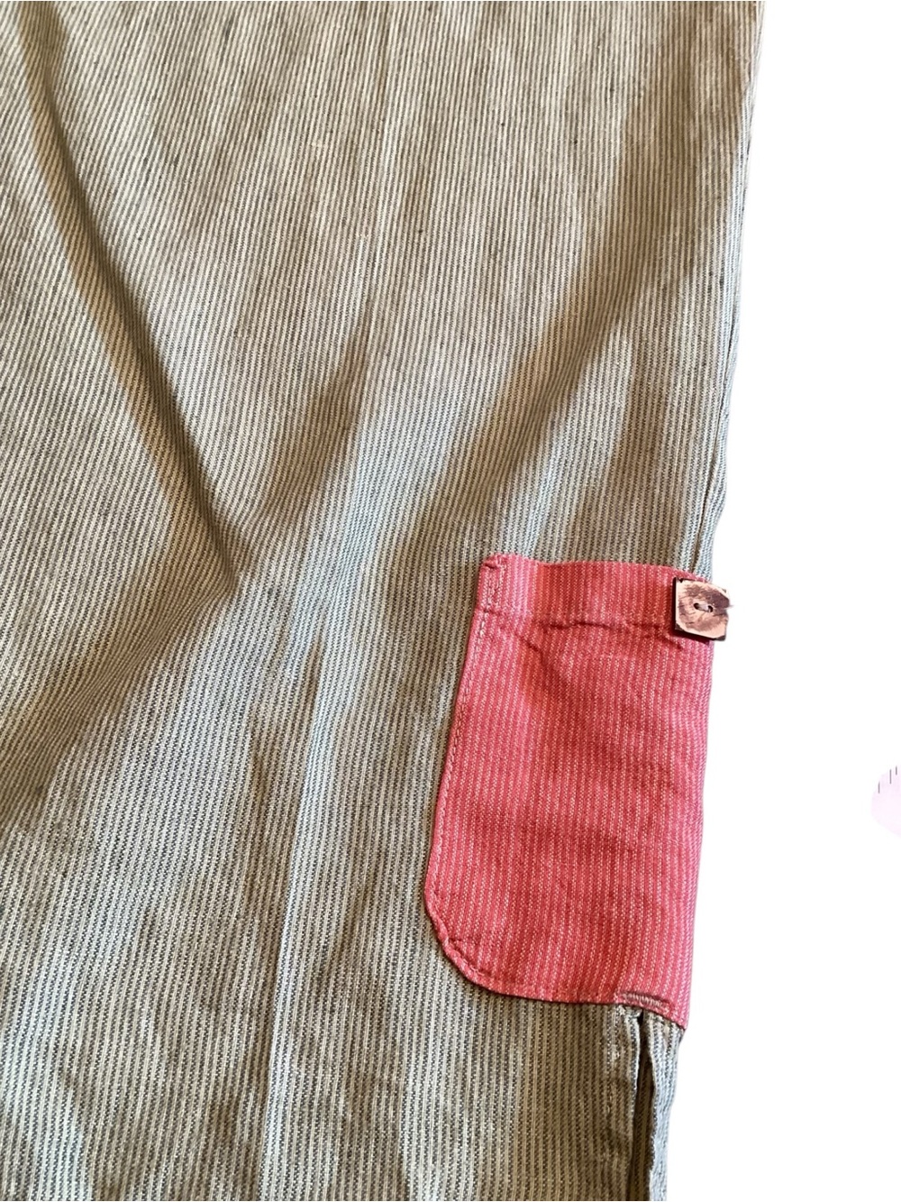 Somewhat Funky Liz & Jane Linen Pants Large Green Stripe Cropped Artsy USA - Picture 3 of 14